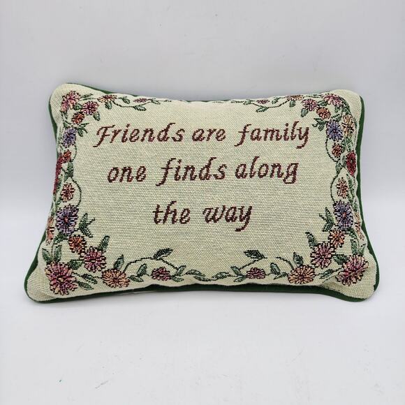 Friends Are Family Woven Word Pillow Tapestry Decorative Cottage Decor 11x8 - Picture 1 of 5